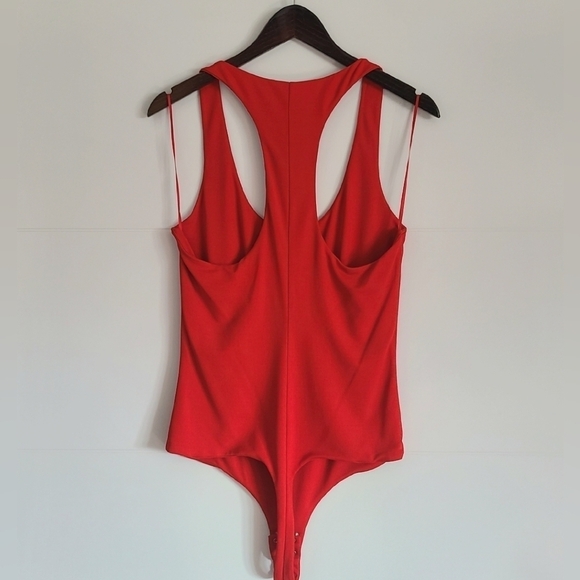 Michael Kors Collection Jersey Racerback Bodysuit, Size 10, Red, NWT - Picture 7 of 16